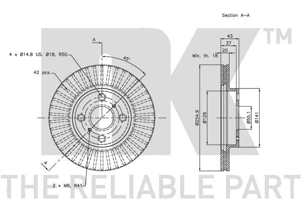 Bromsskiva Ventilerad, Framaxel Nk 204588 NK