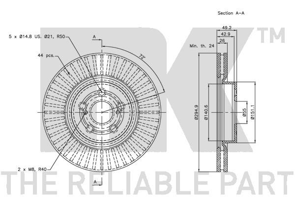 Bromsskiva Ventilerad, Framaxel Nk 204591 NK Bromsskiva Ventilerad, Framaxel Nk 204591 NK