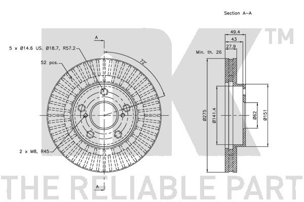 Bromsskiva Ventilerad, Framaxel Nk 204596 NK