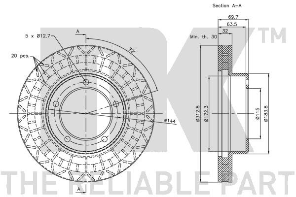 Bromsskiva Ventilerad, Framaxel Nk 204597 NK
