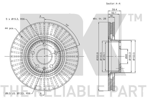 Bromsskiva Ventilerad, Framaxel Nk 2047100 NK
