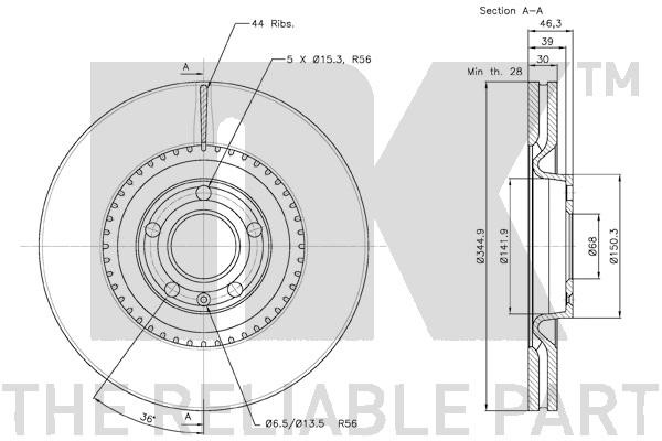 Bromsskiva Ventilerad, Framaxel Nk 2047112 NK