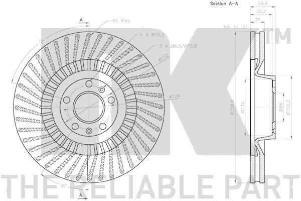 Bromsskiva Ventilerad, Framaxel Nk 2047125 NK