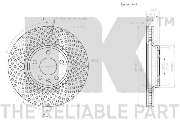 Bromsskiva Ventilerad, Framaxel Nk 2047127 NK