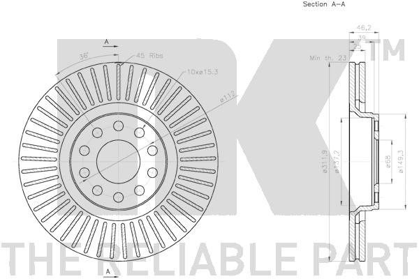 Bromsskiva Ventilerad, Framaxel Nk 2047134 NK