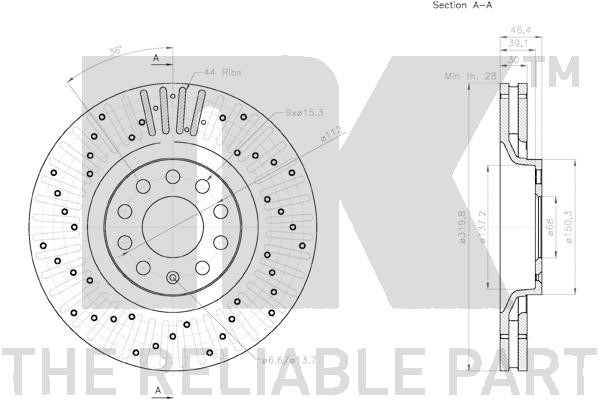 Bromsskiva Ventilerad, Framaxel Nk 2047135 NK