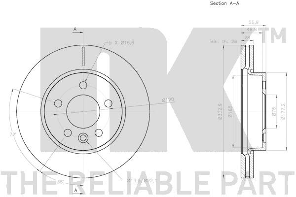 Bromsskiva Ventilerad, Framaxel Nk 2047139 NK