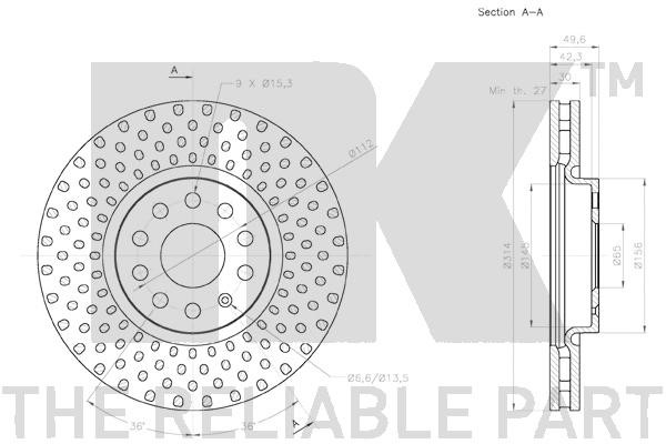 Bromsskiva Ventilerad, Framaxel Nk 2047146 NK