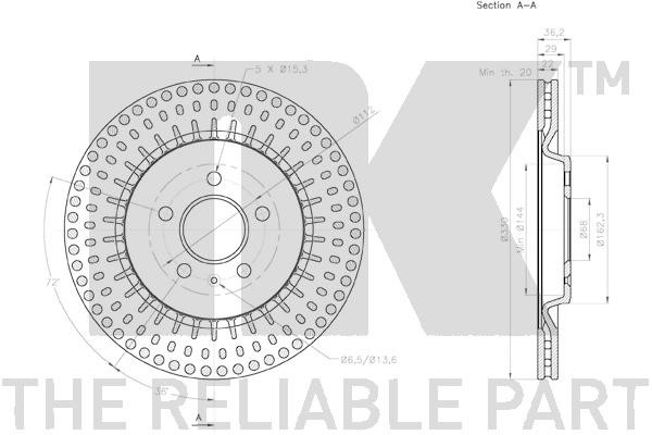 Bromsskiva Ventilerad, Bakaxel Nk 2047156 NK