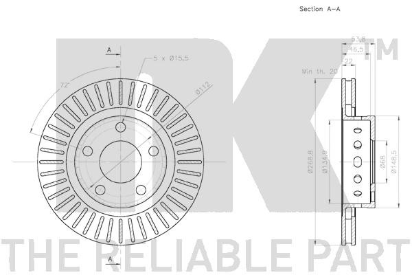 Bromsskiva Ventilerad, Bakaxel Nk 2047158 NK Bromsskiva Ventilerad, Bakaxel Nk 2047158 NK