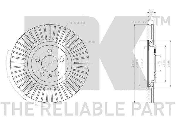 Bromsskiva Ventilerad, Framaxel Nk 2047165 NK