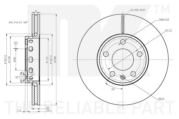 Bromsskiva Ventilerad, Framaxel Nk 2047184 NK
