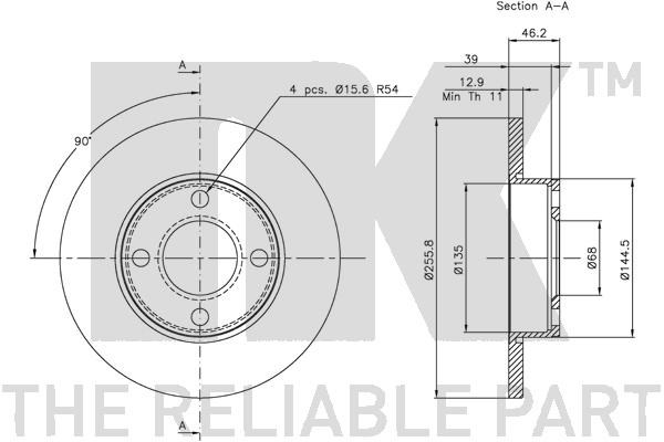 Bromsskiva Solid, Framaxel Nk 204718 NK