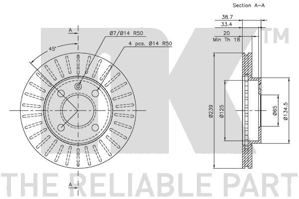 Bromsskiva Ventilerad, Framaxel Nk 204724 NK