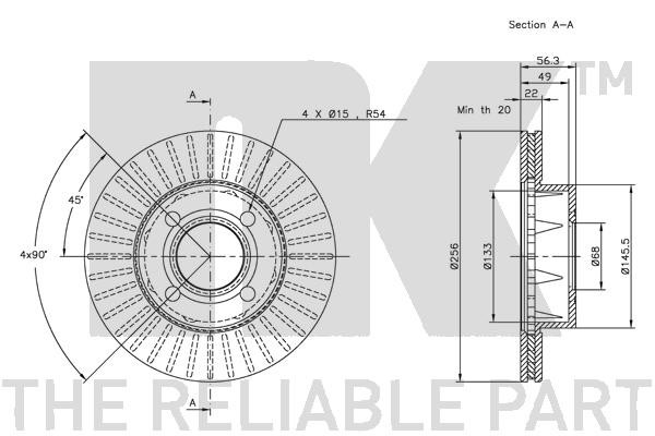 Bromsskiva Ventilerad, Framaxel Nk 204738 NK