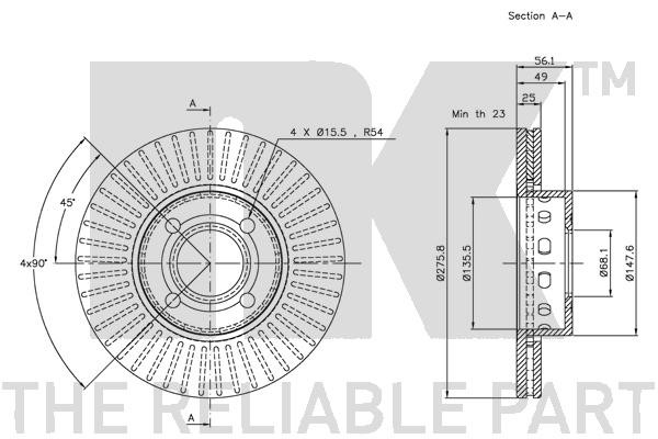 Bromsskiva Ventilerad, Framaxel Nk 204739 NK