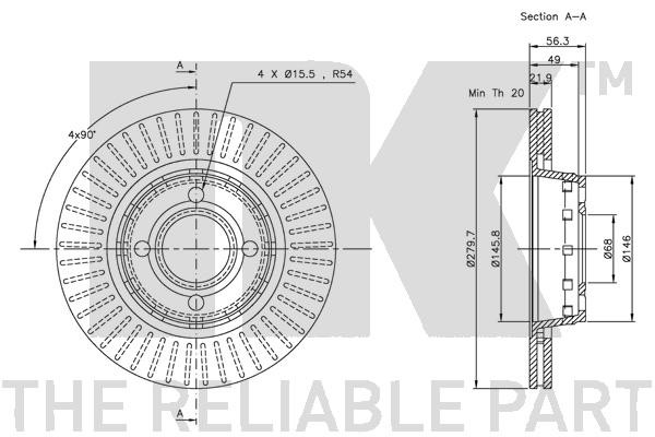 Bromsskiva Ventilerad, Framaxel Nk 204740 NK