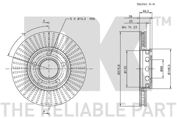 Bromsskiva Ventilerad, Framaxel Nk 204751 NK