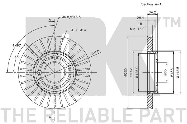 Bromsskiva Ventilerad, Framaxel Nk 204756 NK