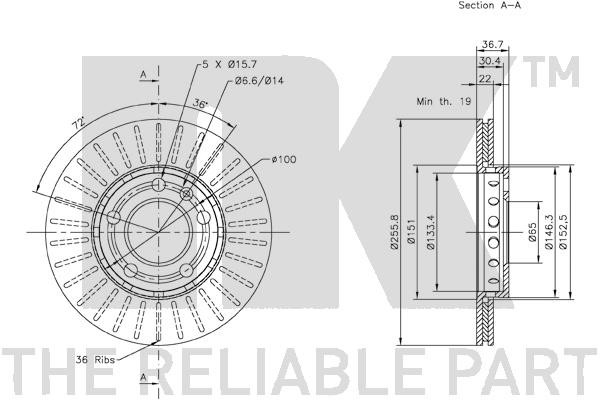 Bromsskiva Ventilerad, Framaxel Nk 204758 NK