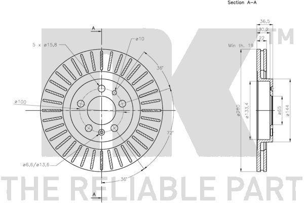 Bromsskiva Ventilerad, Framaxel Nk 204759 NK