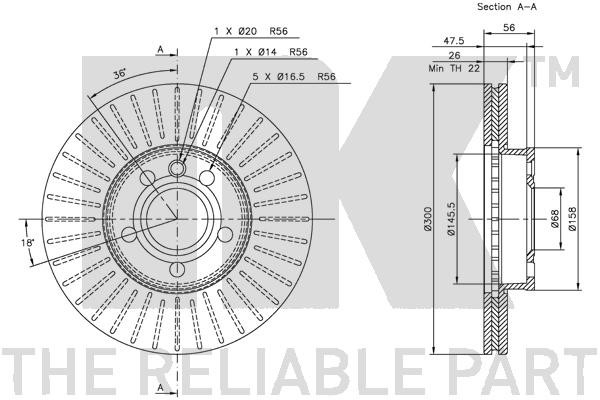 Bromsskiva Ventilerad, Framaxel Nk 204772 NK