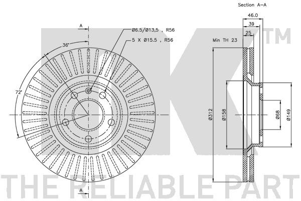 Bromsskiva Ventilerad, Framaxel Nk 204773 NK