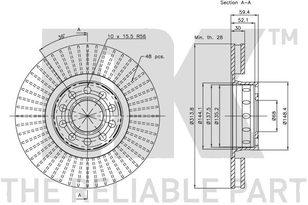 Bromsskiva Ventilerad, Framaxel Nk 204780 NK