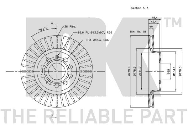 Bromsskiva Ventilerad, Framaxel Nk 204787 NK