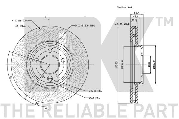 Bromsskiva Ventilerad, Framaxel Nk 204796 NK