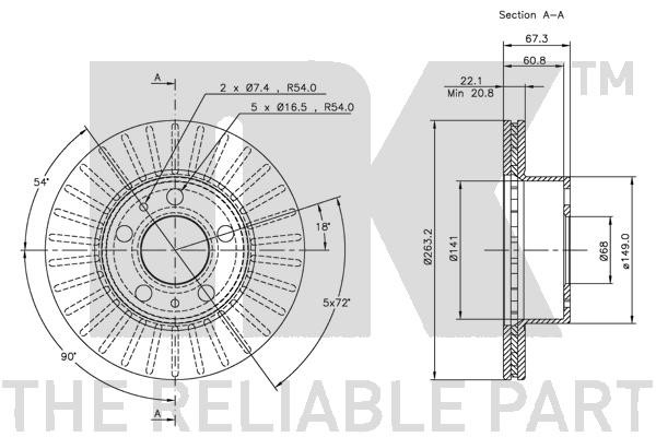 Bromsskiva Ventilerad, Framaxel Nk 204809 NK