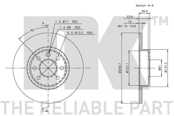Bromsskiva Solid, Framaxel Nk 204823 NK