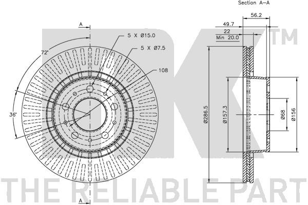 Bromsskiva Ventilerad, Framaxel Nk 204826 NK