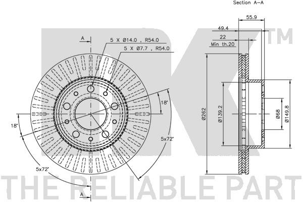 Bromsskiva Ventilerad, Framaxel Nk 204828 NK