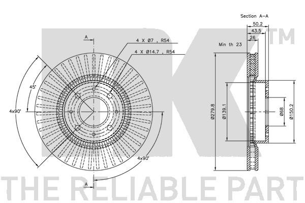 Bromsskiva Ventilerad, Framaxel Nk 204829 NK Bromsskiva Ventilerad, Framaxel Nk 204829 NK