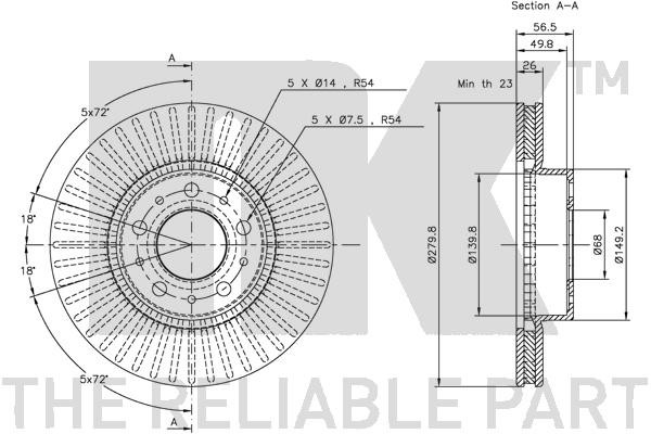 Bromsskiva Ventilerad, Framaxel Nk 204831 NK
