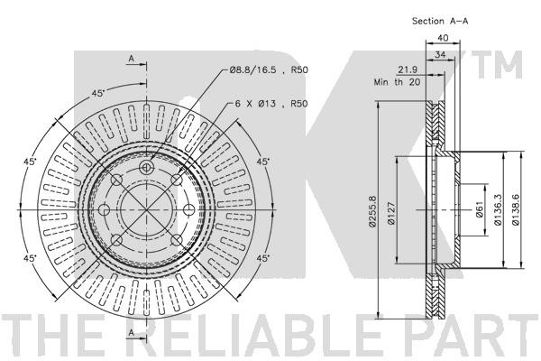 Bromsskiva Ventilerad, Framaxel Nk 204835 NK