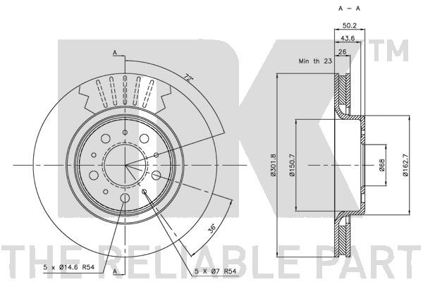 Bromsskiva Ventilerad, Framaxel Nk 204837 NK