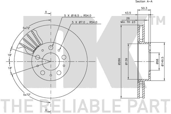Bromsskiva Ventilerad, Framaxel Nk 204841 NK