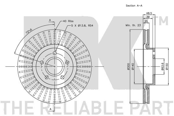 Bromsskiva Ventilerad, Framaxel Nk 204849 NK