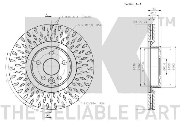 Bromsskiva Ventilerad, Framaxel Nk 204856 NK