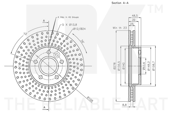 Bromsskiva Ventilerad, Framaxel Nk 204863 NK