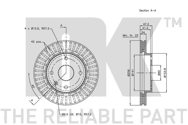 Bromsskiva Ventilerad, Framaxel Nk 205009 NK