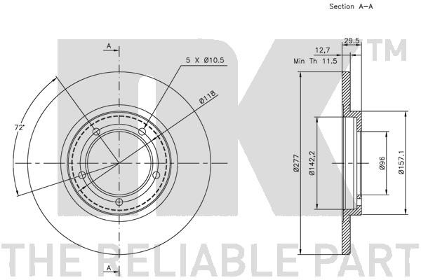 Bromsskiva Solid, Framaxel Nk 205107 NK Bromsskiva Solid, Framaxel Nk 205107 NK