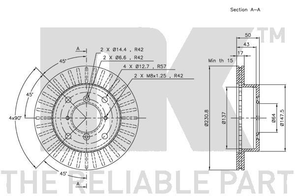 Bromsskiva Ventilerad, Framaxel Nk 205205 NK