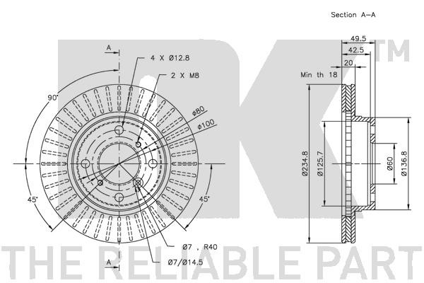 Bromsskiva Ventilerad, Framaxel Nk 205206 NK