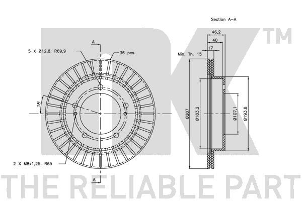Bromsskiva Ventilerad, Framaxel Nk 205207 NK