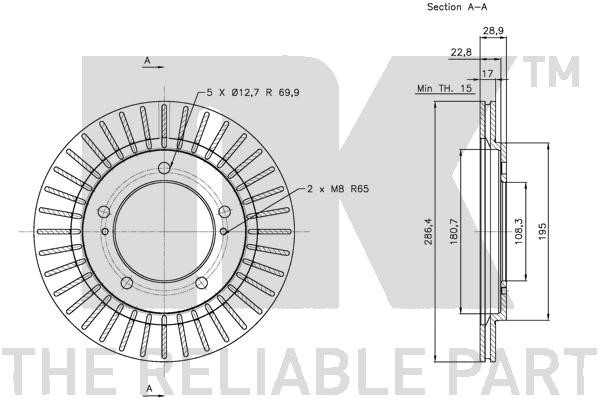 Bromsskiva Ventilerad, Framaxel Nk 205212 NK