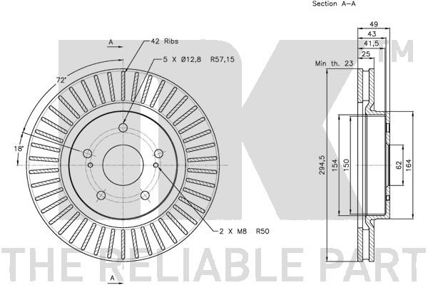 Bromsskiva Ventilerad, Framaxel Nk 205216 NK