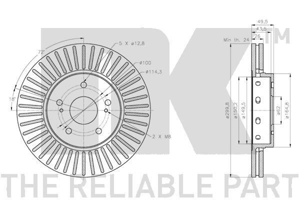 Bromsskiva Ventilerad, Framaxel Nk 205233 NK Bromsskiva Ventilerad, Framaxel Nk 205233 NK